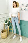 153828 Acik Mavi Kemerli Mom Jean